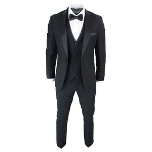 Abito 3 Pezzi da Sera da Uomo Smoking Classico Elegante Nero e Risvolto in Raso - Paul Andrew - 3