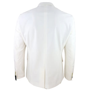 Rosa - Kremowa marynarka smokingowa na 1 guzik męska z miękkiego aksamitu Blazer Fit - House of Cavani - 5