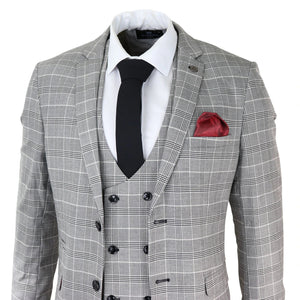 Herrenanzug Marc Darcy Design Kariert Hochzeit Arbeits Anzug Slim Fit Klassisch - Marc Darcy - 3