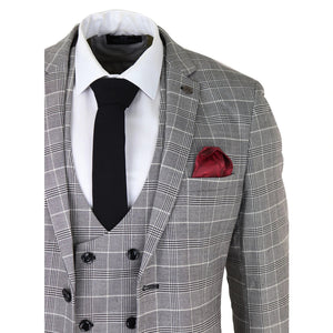 Herrenanzug Marc Darcy Design Kariert Hochzeit Arbeits Anzug Slim Fit Klassisch - Marc Darcy - 5
