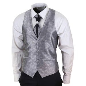 Herrenanzug 4 Teilig Schwarz Hochzeit Party Design Vintage Silber - TruClothing.com - 4