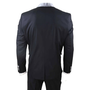 Herrenanzug 4 Teilig Schwarz Hochzeit Party Design Vintage Silber - TruClothing.com - 6