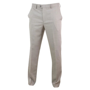 Sandon - Men's Cream Crosshatch Pattern Trousers - House of Cavani - 2