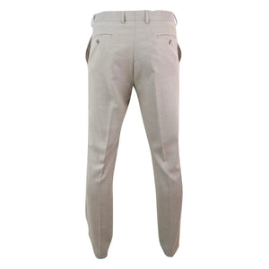 Sandon - Men's Cream Crosshatch Pattern Trousers - House of Cavani - 3