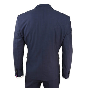 Herrenanzug 3 Teilig Marineblau Tailored Fit Klassisch retro Vintage Design - House of Cavani - 6