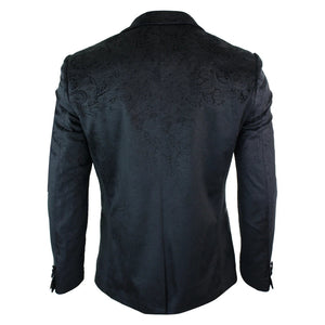 Simon - Men's Marc Darcy Velvet Paisley Black Fit Blazer Tuxedo Dinner Jacket - Marc Darcy - 4