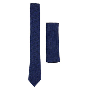 Corbata Hombre Hankie Tweed Rayas Vintage Retro Clásico Gatsby Peaky Blinders - Azul marino - TruClothing.com - 2