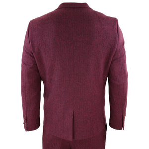 STZ11 - Men's Wool 3 Piece Suit Tweed Burgundy Black Classic - TruClothing.com - 8