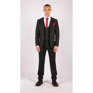 Traje tweed de 3 piezas para hombre color negro Carbón al estilo Blinders - TruClothing.com - 3
