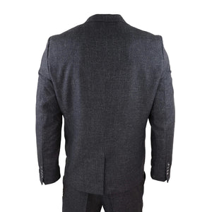 Traje tweed de 3 piezas para hombre color negro Carbón al estilo Blinders - TruClothing.com - 8