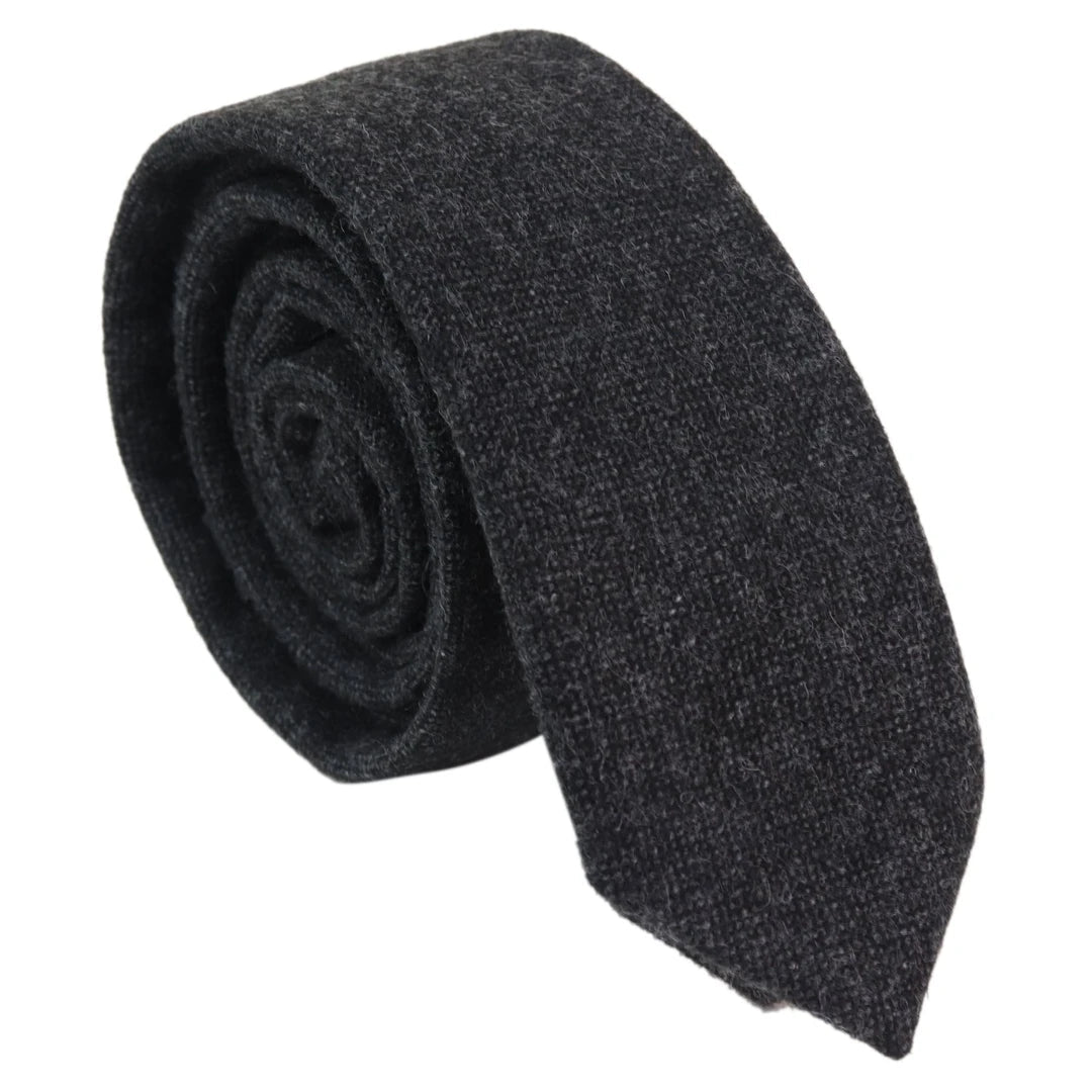Stz22 Men's Tie Hankie Tweed Black Classic Gatsby Peaky Blinders - TruClothing.com - 1
