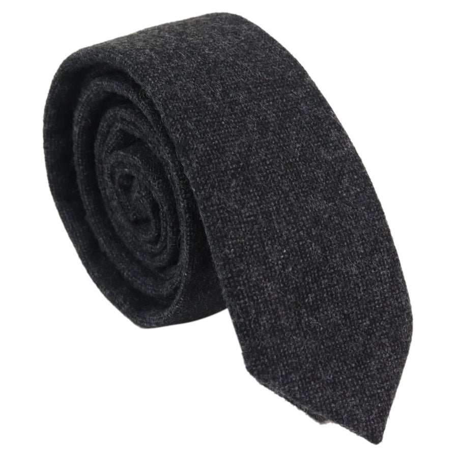 Stz22 Krawat i poszetka męskie z tweedu czarne klasyczne Gatsby Peaky Blinders - Czarny - TruClothing.com - 1