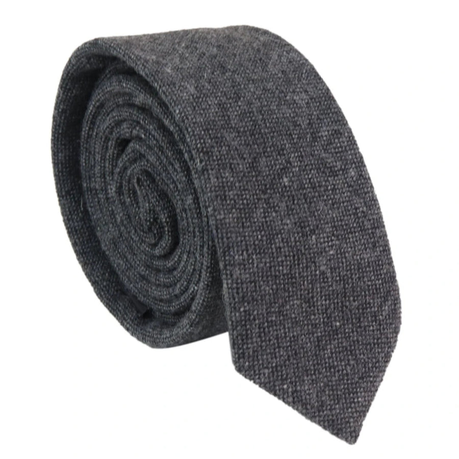 Stz23 - Krawat i poszetka męskie szare z tweedu klasyczne w stylu Gatsby Peaky Blinders - Szary - TruClothing.com - 1