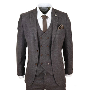 STZ32 - Men's Wool 3 Piece Suit Double Breasted Waistcoat Tweed 1920s - TruClothing.com - 1