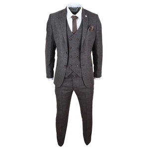 STZ32 - Men's Wool 3 Piece Suit Double Breasted Waistcoat Tweed 1920s - TruClothing.com - 2