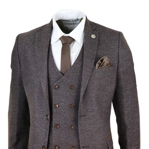 STZ32 - Men's Wool 3 Piece Suit Double Breasted Waistcoat Tweed 1920s - TruClothing.com - 3