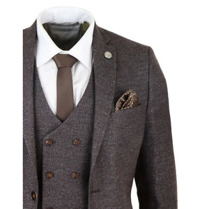 STZ32 - Men's Wool 3 Piece Suit Double Breasted Waistcoat Tweed 1920s - TruClothing.com - 5