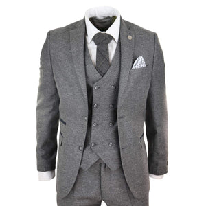 STZ34 - Men's Wool 3 Piece Suit Double Breasted Waistcoat Tweed 1920s - TruClothing.com - 1