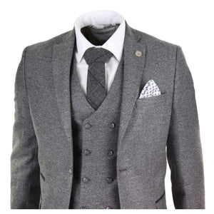 STZ34 - Men's Wool 3 Piece Suit Double Breasted Waistcoat Tweed 1920s - TruClothing.com - 3
