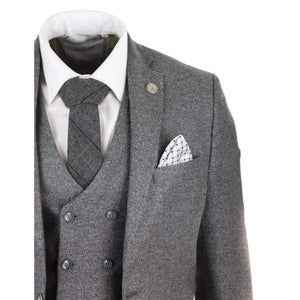 STZ34 - Men's Wool 3 Piece Suit Double Breasted Waistcoat Tweed 1920s - TruClothing.com - 5