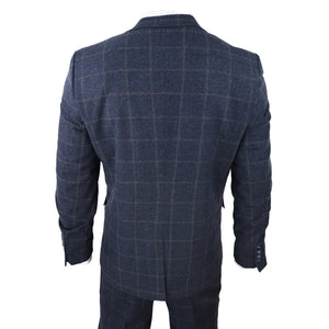 STZ72 - Men's 3 Piece Suit Wool Tweed Navy Blue Brown Check 1920s Gatsby Formal Dress Suits - TruClothing.com - 8