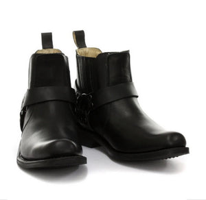 Unisex Stiefel Boots Echtleder Biker Stil Rock Punk Cowboy Design - Schwarz - Grinders - 3