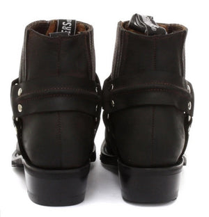 Unisex Stiefel Boots Echtleder Biker Stil Rock Punk Cowboy Design - Braun - Grinders - 10
