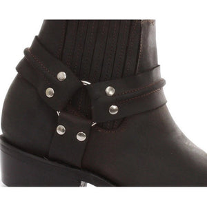 Unisex Stiefel Boots Echtleder Biker Stil Rock Punk Cowboy Design - Braun - Grinders - 11