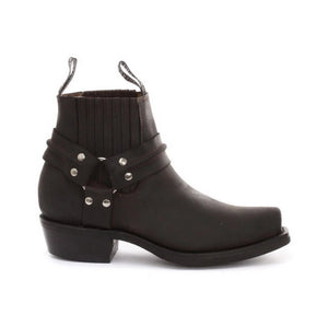 Unisex Stiefel Boots Echtleder Biker Stil Rock Punk Cowboy Design - Braun - Grinders - 7