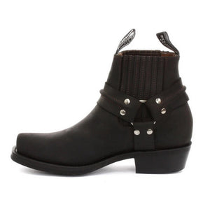 Unisex Stiefel Boots Echtleder Biker Stil Rock Punk Cowboy Design - Braun - Grinders - 9