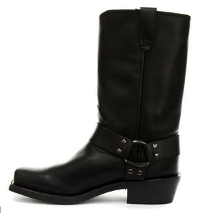 Unisex Echtleder Stiefel Schwarz Braun Rock Punk Cowboy Reiten Design - Grinders - 2