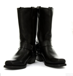 Unisex Echtleder Stiefel Schwarz Braun Rock Punk Cowboy Reiten Design - Grinders - 3