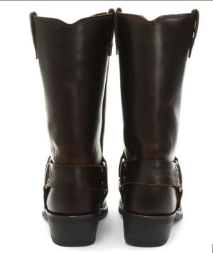 Unisex Echtleder Stiefel Schwarz Braun Rock Punk Cowboy Reiten Design - Grinders - 10