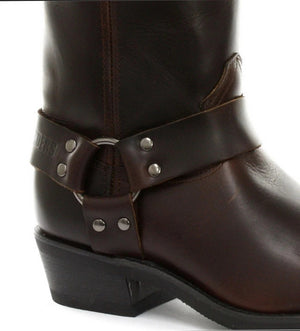 Unisex Echtleder Stiefel Schwarz Braun Rock Punk Cowboy Reiten Design - Grinders - 11