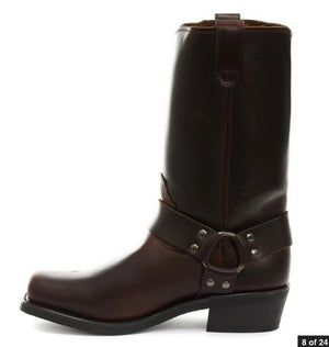 Unisex Echtleder Stiefel Schwarz Braun Rock Punk Cowboy Reiten Design - Grinders - 8