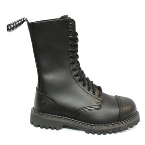 Unisex Real Leather Military Boots Black Ginders Herald Punk Rock Safety Steel Toe - Grinders - 1