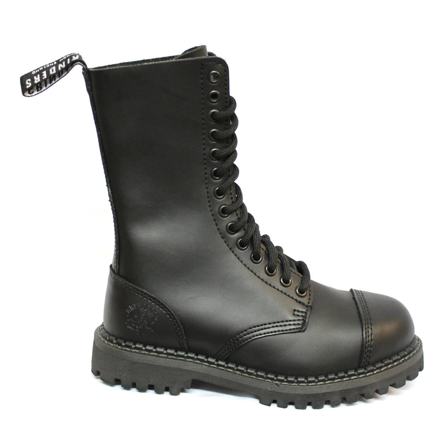 Unisex Real Leather Military Boots Black Ginders Herald Punk Rock Safety Steel Toe - Grinders - 1