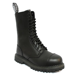 Unisex Real Leather Military Boots Black Ginders Herald Punk Rock Safety Steel Toe - Grinders - 2