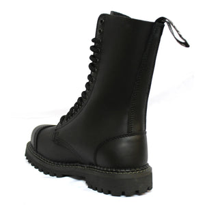 Unisex Real Leather Military Boots Black Ginders Herald Punk Rock Safety Steel Toe - Grinders - 3