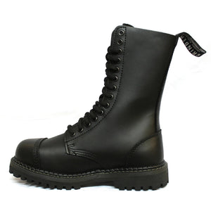 Unisex Real Leather Military Boots Black Ginders Herald Punk Rock Safety Steel Toe - Grinders - 4