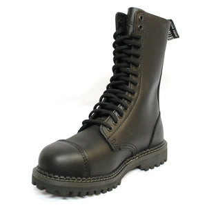Unisex Real Leather Military Boots Black Ginders Herald Punk Rock Safety Steel Toe - Grinders - 5