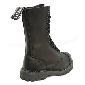 Unisex Real Leather Military Boots Black Ginders Herald Punk Rock Safety Steel Toe - Grinders - 6