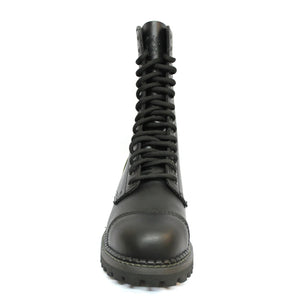 Unisex Real Leather Military Boots Black Ginders Herald Punk Rock Safety Steel Toe - Grinders - 7