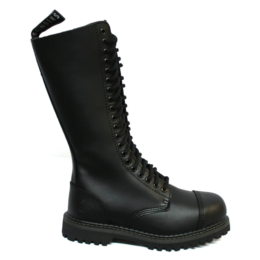 Unisex Real Leather Military Boots Black Ginders King Punk Rock Safety Steel Toe - Grinders - 1