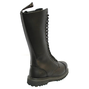 Anfibi Militari King Punk Rock Unisex Stivali in Vera Pelle e Punta d'Acciaio - Nero - Grinders - 4