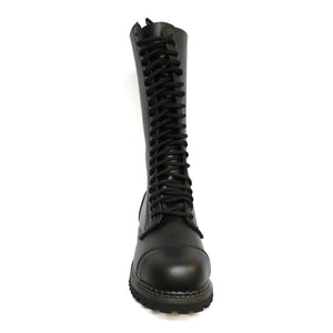 Anfibi Militari King Punk Rock Unisex Stivali in Vera Pelle e Punta d'Acciaio - Nero - Grinders - 5