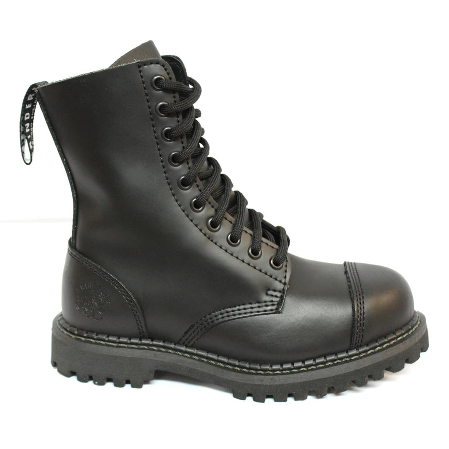 Unisex Real Leather Military Boots Black Ginders Stag Punk Rock Safety Steel Toe - Grinders - 1