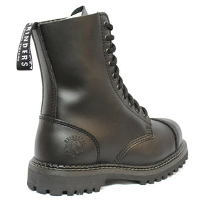 Stivali Militari Neri Unisex Grinders Punk Rock in Vera Pelle e Punta D'Acciaio - Nero - Grinders - 3