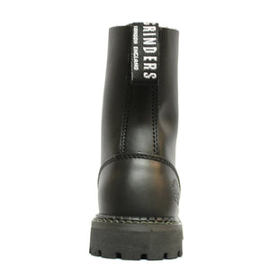 Stivali Militari Neri Unisex Grinders Punk Rock in Vera Pelle e Punta D'Acciaio - Nero - Grinders - 4