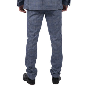 Victor - Men's Tweed Check Blue Wedding Trousers - Paul Andrew - 3